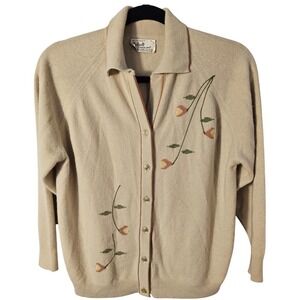Vintage Talbott Taralan Small Cardigan Sweater Beige Orlon‎ Acrylic
